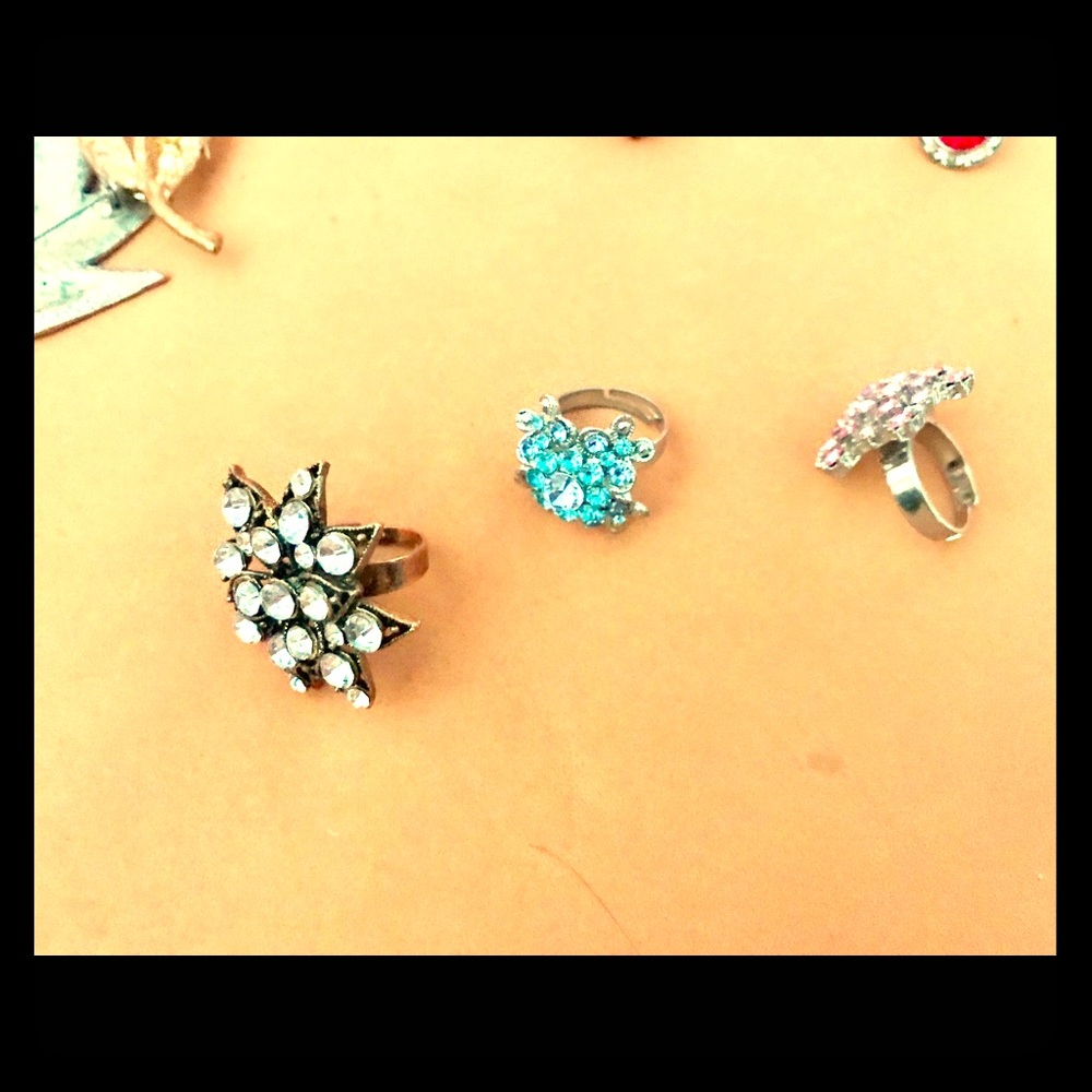 crystal color Rhinestone adjustable ring - Picture 3 of 3